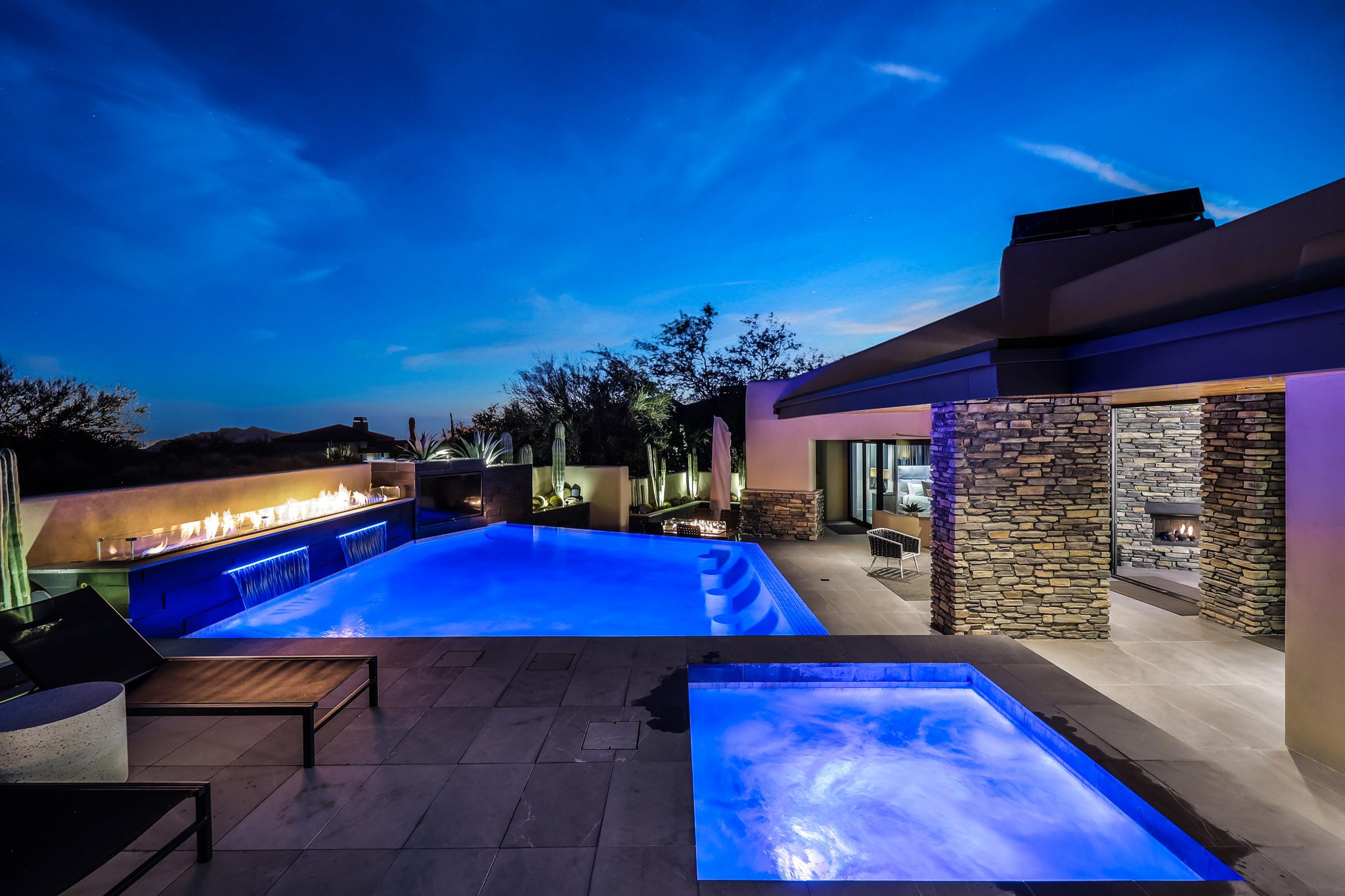 Pool at twilight wide angle